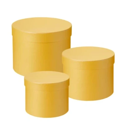 Image of OASIS Symphony Lined Yellow Hat Boxes Set of 3 Flower Display Storage Home Wedding