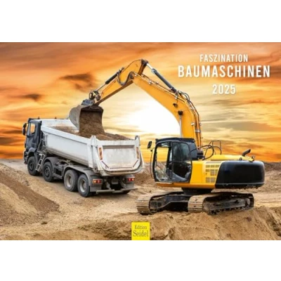 Image of Edition Seidel Premium Calendar Fascination Construction Machines 2025 Format DIN A3 Wall Excavator Crane Roller Bulldozer Truck Car Machine