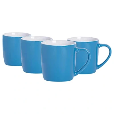 Image of 4x Blue 350ml Coloured Coffee Mugs By Argon Tableware
