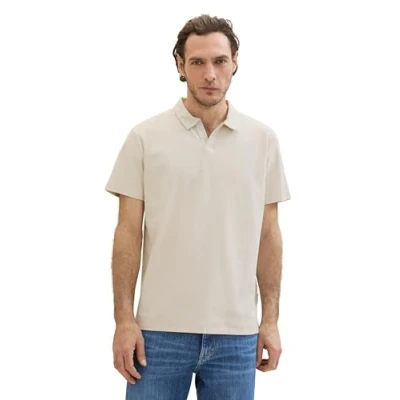 Image of TOM TAILOR Men&#039;s 1041813 Basic Polo Shirt with Structure, 10336 Light Cashew Beige, XL