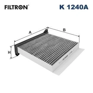 Image of MME61701, MN185231, MR398288, MR690361, MZ690361 Pollen Filter FILTRON K 1240A Activated Carbon 206,5mm 216mm 74mm