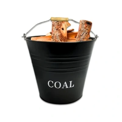 Image of ADEPTNA Heavy Duty 12L Metal Coal Bucket Ash Wood Handle Fireside Scuttle Holder