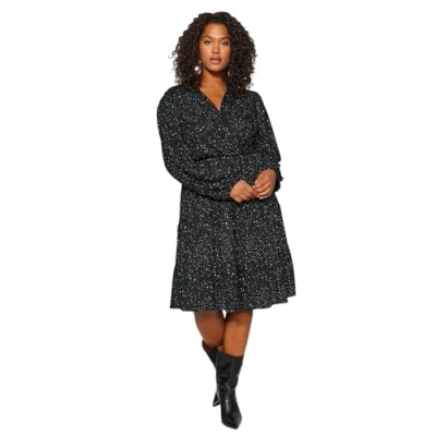 Image of Trendyol Women Plus Size Midi A line Relaxed fit Knitted Dress Black