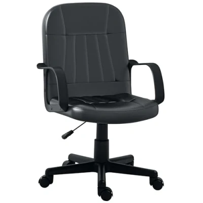 Image of HOMCOM Swivel Executive Office Chair PU Leather Computer Desk Furniture Gaming Seater Black