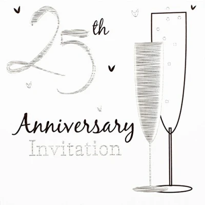 Image of Invitation Wedding Anniversary Silver 6 pack with Envelopes