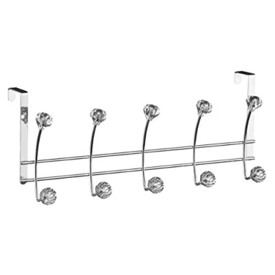Image of Premier Housewares 509869 Over Door Hanging Organiser With Diamantes / Hooks For Back Of Bedroom Ten Hanger Silver Tone Metal Hook Organizers 25 x 41 14, 10