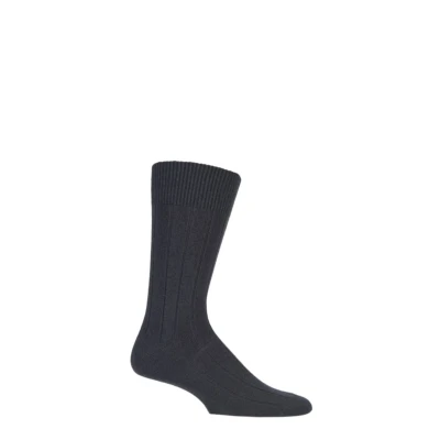 Image of 1 Pair Anthracite Melange Lhasa Rib Cashmere Blend Casual Socks Men&#039;s 5.5 8 Mens Falke
