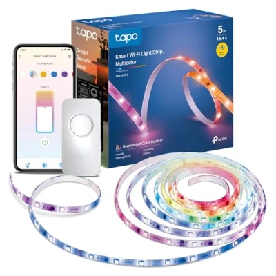 Image of Tapo LED Strip Light, Smart Light Strips 5m, Wi Fi App Control, Lights for Bedroom, Multicolor PU Coating Lights, Works with Alexa &amp; Google Home, TV (Tapo L920 5)