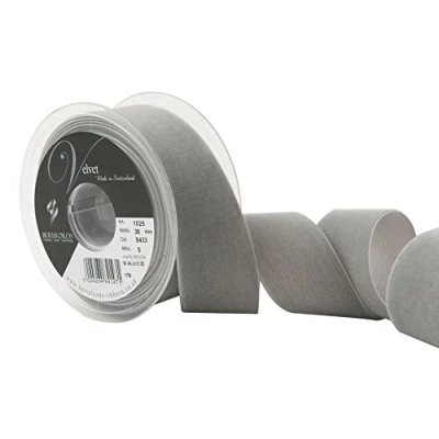 Image of Berisfords Velvet Ribbon, Grey, 10.2 x 4.5 cm