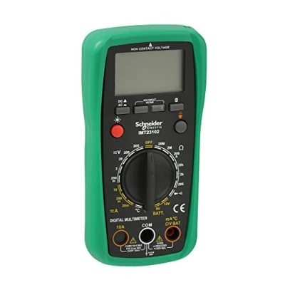 Image of Schneider Electric Thorsman Digital Multimeter, Accurately Measures Voltage, Current, Resistance, Battery Level and Temperature with Backlit LCD Display 9V 300V IMT23202