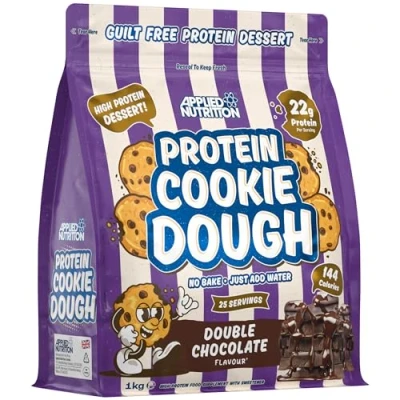 Image of Applied Nutrition Protein Cookie Dough 1kg High Snack, Over 22g of Per Serving, Ready to Eat Low Calorie, Healthy Treat (1kg 25 Servings) (Double Chocolate)