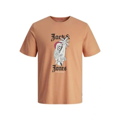 Image of JACK &amp; JONES Men&#039;s Jorcoconut Skull Tee SS Crew Neck T Shirt, Canyon Sunset, M