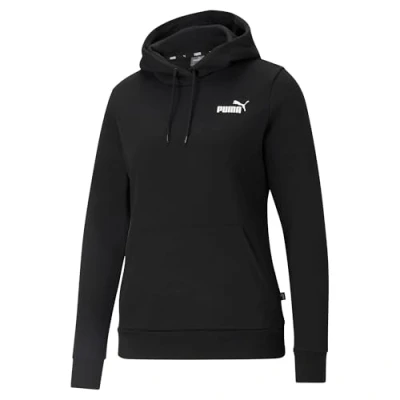 Image of Puma Womens Essentials Small Logo Hoodie Black Cotton Size 10 UK