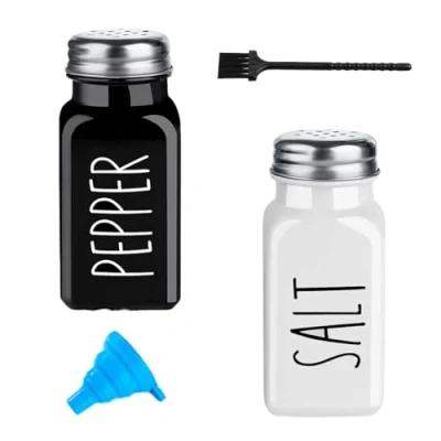 Image of Pack of 2 Salt and Pepper Shaker Pots Set Pot Kitchen Accessories（White &amp; Black）