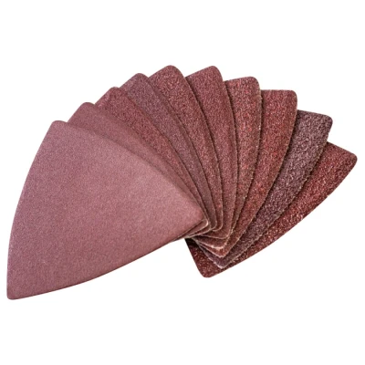 Image of Amtech V4205 Mixed Grit Hook and Loop Delta Sanding Sheets, 10 Piece Set, 80mm x Aluminium Oxide Paper