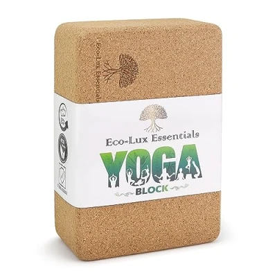 Image of Cork Yoga Block Sustainable with Non Slip Surface, Exercise Accessory for Yoga, Pilates and General Fitness