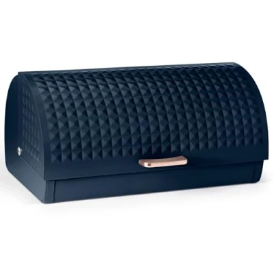 Image of EHC Bread Bins for Kitchen, Box with lid, Kitchen Storage Bin, Container, Navy Blue, VENTILATED Back to keep Contents Fresher longer