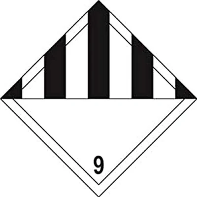 Image of Dangerous Goods Vehicle Label Class 9 Black White Chevron Pack of 10 Self Adhesive Vinyl 250mm x