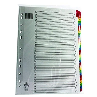 Image of Multicoloured A4 1 31 Mylar Index WX01522