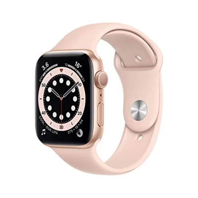 Image of Apple Watch Series 6 (GPS, 44mm) Gold Aluminium Case with Pink Sand Sport Band (Renewed)