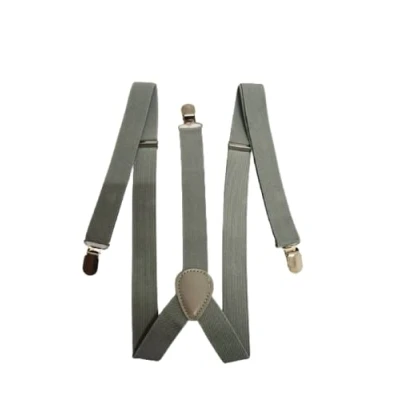 Image of L&amp;C® MENS LADIES UNISEX ADJUSTABLE SLIM BRACES TROUSER SUSPENDERS FANCY DRESS CLIP ON (Light gray)