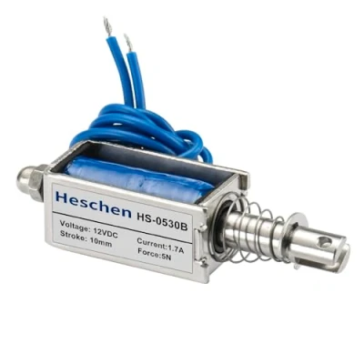 Image of Hechen solenoid electromagnet HS 0530B DC12V 5N 10mm stroke push pull type open frame