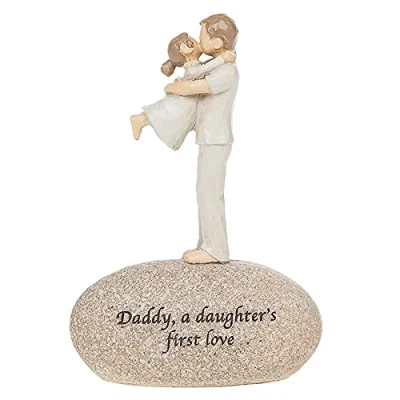 Image of Sentiment Stone Pebble Ornament with Wording Daddy a Daughters First Love 4493