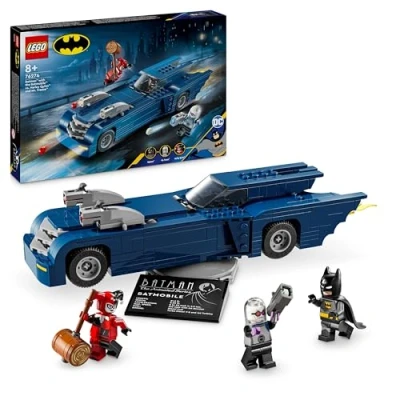 Image of LEGO DC Batman with the Batmobile vs. Harley Quinn &amp; Mr. Freeze, Car Toy, Super Hero Vehicle Set, 3 Minifigures, Birthday Gift for 8 Plus Year Old Boys and Girls 76274
