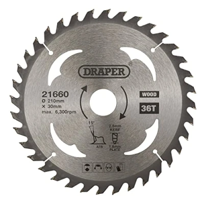 Image of Draper TCT Circular Saw Blade for Wood, 210 x 30mm, 36T