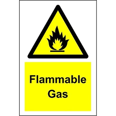 Image of Warning Flammable gas safety sign 1.2mm Rigid plastic 400mm x 300mm