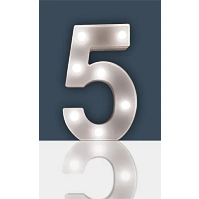 Image of Battery Operated 3D LED Number Light Perfect for use as a Night or at Weddings and Parties (Number 5)