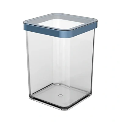 Image of Rotho Loft Square storage jar 1l with lid and seal, Plastic (SAN) BPA free, blue/transparent, (10.0 x 10.0 14.2 cm)