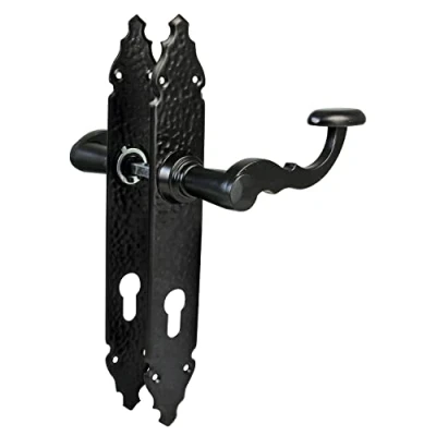 Image of Amig Set of 2 Passage Door Handles Mod.100PB85 280 x 45 3.5 mm Square 8 for Use with Embossing Locks Forged Type Zamak Finish Black
