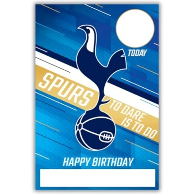 Image of Tottenham Football Club Birthday Card. Comes with Stickers to Personalise your Age and Name, Blue