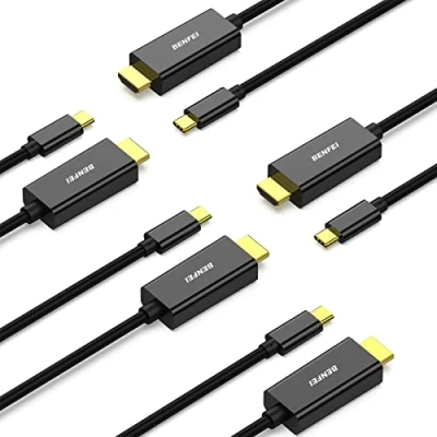 Image of BENFEI USB Type C(Thunderbolt 3) to HDMI 4K UHD 1.8M Cable, 5 Packs 3.1 (USB C) Adapter Male Gold Plated Cord