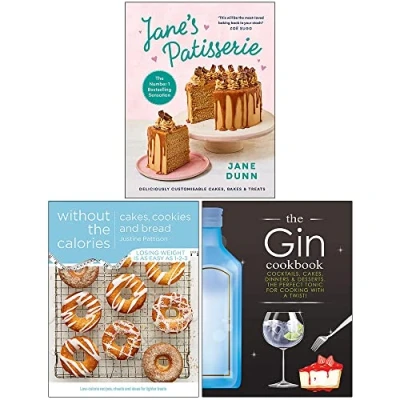 Image of Jane’s Patisserie [Hardcover], Cakes Cookies and Bread Without The Calories &amp; Gin Cookbook 3 Books Collection Set