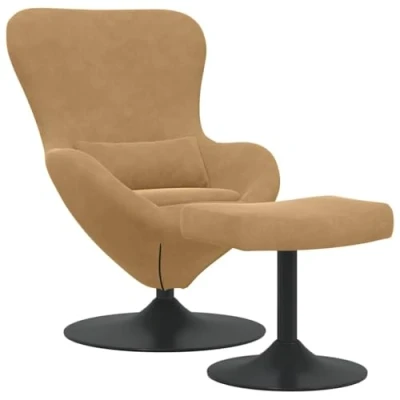 Image of vidaXL Egg Chair with Footstool Brown Velvet