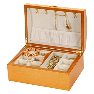 Image of Mele &amp; Co Millie Oriental Rose Jewellery case, Oakwood, 29 cm x 20 13