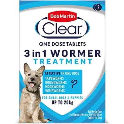 Image of Bob Martin Clear 3 in 1 Wormer Tablets for Dogs Up To 20kg 2