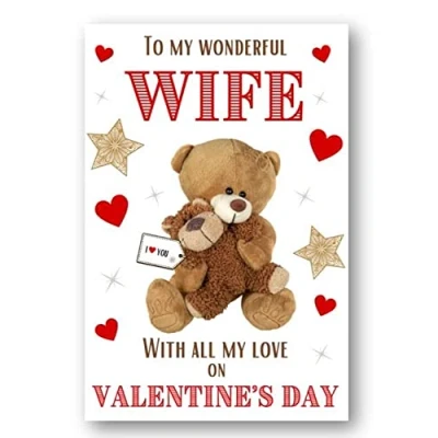 Image of Second Ave Wonderful Wife I Love You Bear Valentine Card For Her Cute Romantic Valentine&#039;s Day