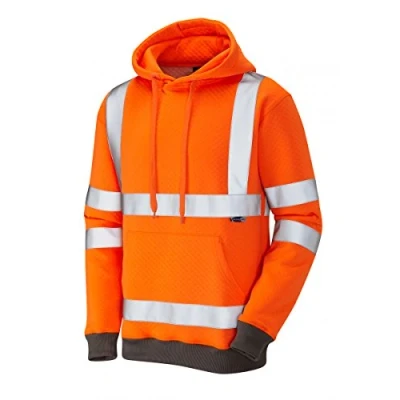 Image of Leo Workwear GOODLEIGH Reflective Tape Hi Vis Diamond Quilt Hooded Sweatshirt, 3XL, Orange