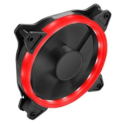 Image of CiT Red Ring PC Cooling Fan 120mm, Speed: 1200RPM, Hydraulic Bearing, 16pcs LEDs, 7 Blades, 3 Pin Or 4 Power, High Performing, Easy Compatibility &amp; Reliable For Computer Cases Black