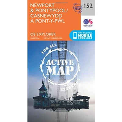 Image of Newport &amp; Pontypool/Casnewydd a Pont y Pŵl Map Weatherproof Caerleon Usk Ordnance Survey OS Explorer Active 152 Wales Walks Hiking Maps Adventure