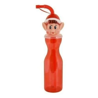 Image of FabFinds Kids Drinks Bottle with Straw for School Work BPA Free Giftable 500ml (Red Elf)