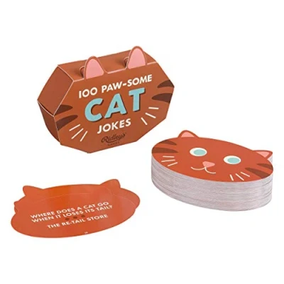Image of Ridley&#039;s Games JOK005 100 Paw Jokes. Packaged in a cat Shaped Card Box, Multicoloured, One Size