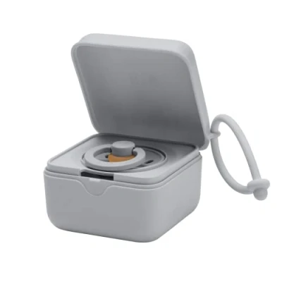 Image of BIBS Pacifier Box with Strap. Soother Holder and Steriliser case. 100% BPA Free Food Grade Material. Made in Denmark. Cloud
