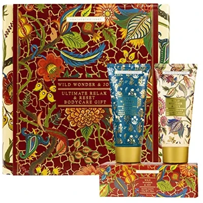 Image of Heathcote &amp; Ivory Wild Wonder Joy Ultimate Relax Reset Bodycare Gift Box With 100Ml Body Wash, Hand Cream And 150G Bath Salts)
