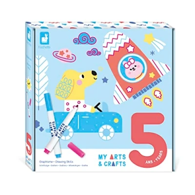 Image of Janod My Arts &amp; Crafts 5 Years Sketching Set 8 Illustrations + 2 Dry Erase Markers Children’s Kit Fine Motor Skills Concentration J07745