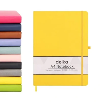 Image of delka A4 Notebook, Notebook Note Book Pad Journal Notepad, for Office School Home Business Writing &amp; Taking (YELLOW)