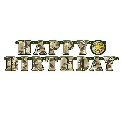 Image of Military Camouflage Jointed Party Banner (1.6 Meters) 1 Piece Premium Design for Outdoor Celebrations &amp; Events